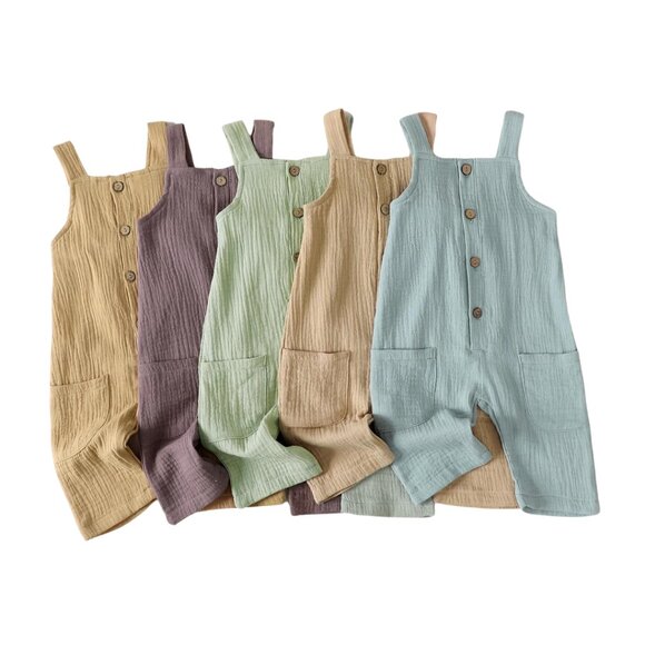 Blue Muslin Jumpsuit size 6-12M NWT - Picture 3 of 3